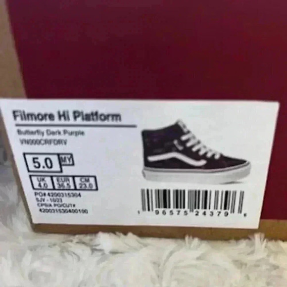 NEW Vans Filmore Hi Top Platform Purple Butterfly Sneakers‎ Missy Shoes Sz 5 NWT - Picture 5 of 9